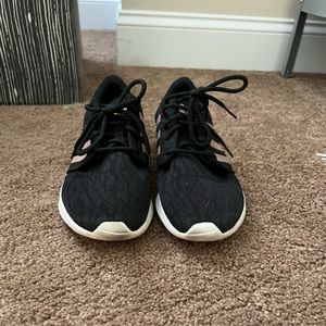 black and rose gold with cheetah print details, adidas tennis shoes